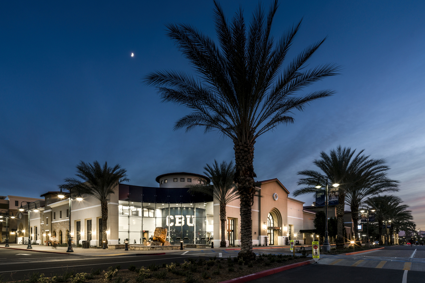 CBU's Recreation Center at night