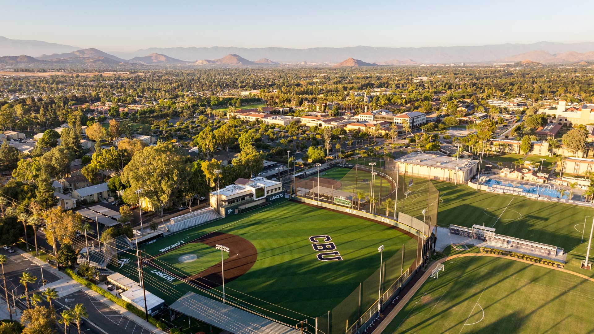 Aerial shot of the CBU campus 