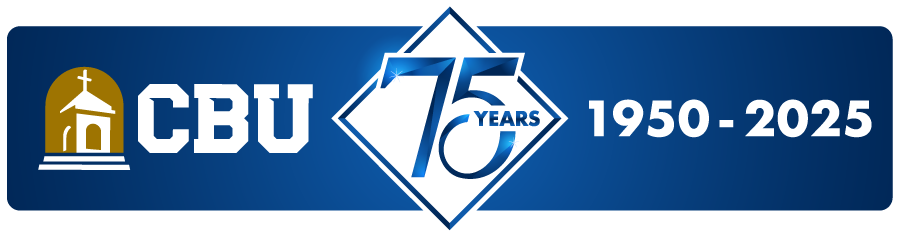 CBU 75th anniversary logo displaying the years 1950-2025