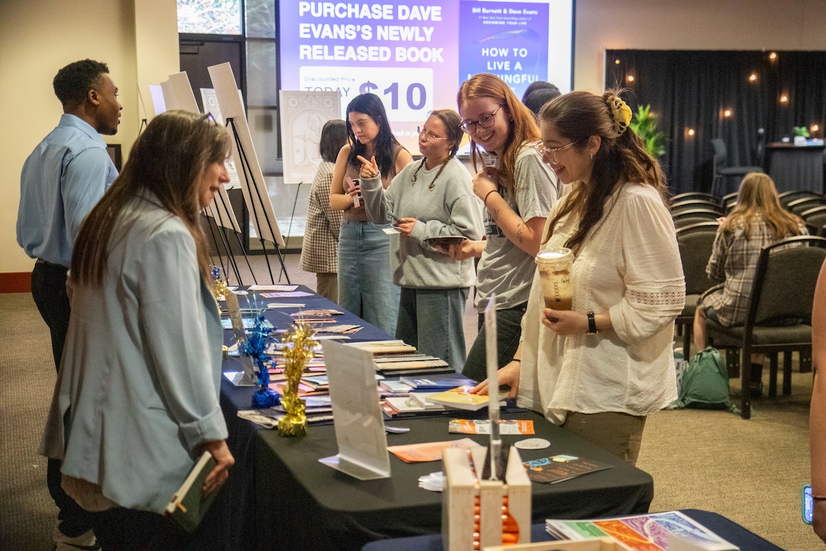 Students interacting with table displays