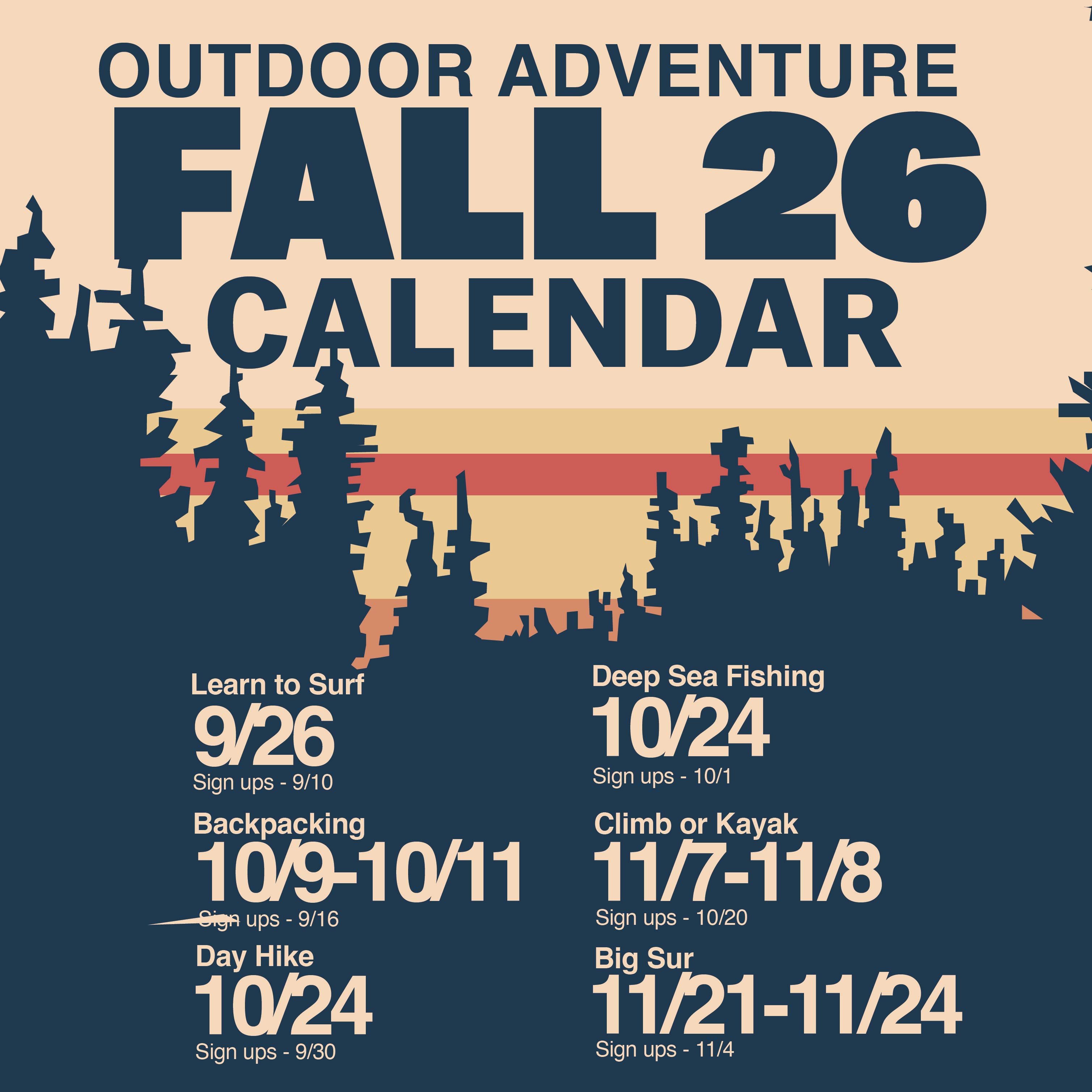 Outdoor Adventure Fall Calendar
