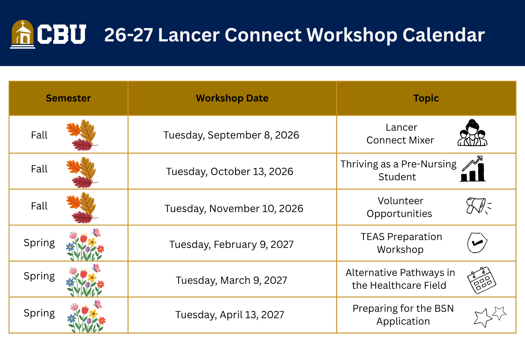 Lancer Connect Workshop Calendar