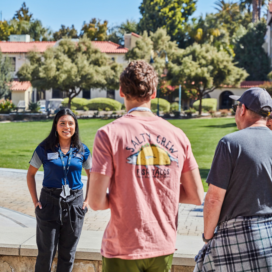 CBU Tour Guide giving campus tour
