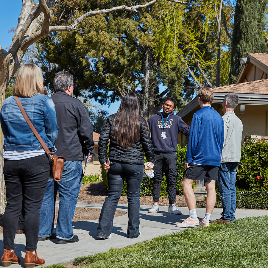 CBU Tour Guide giving campus tour