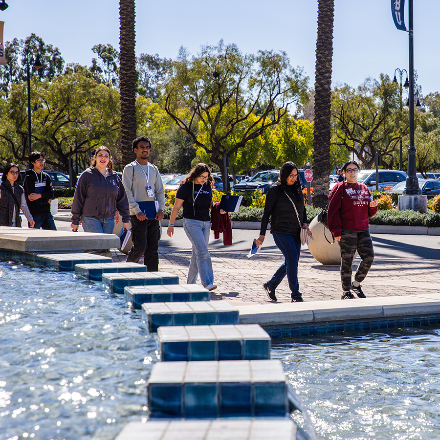 Prospective students walking around CBU Campus