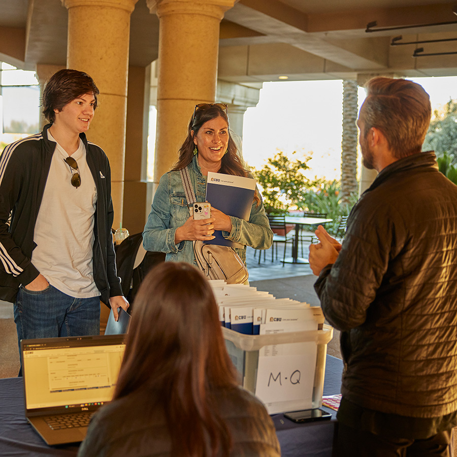 Prospective students at senior preview check in