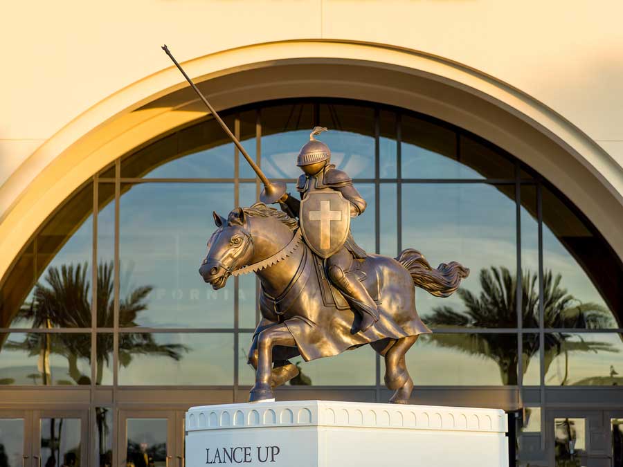 Lancer Statue in Front of Fowler Events Center 