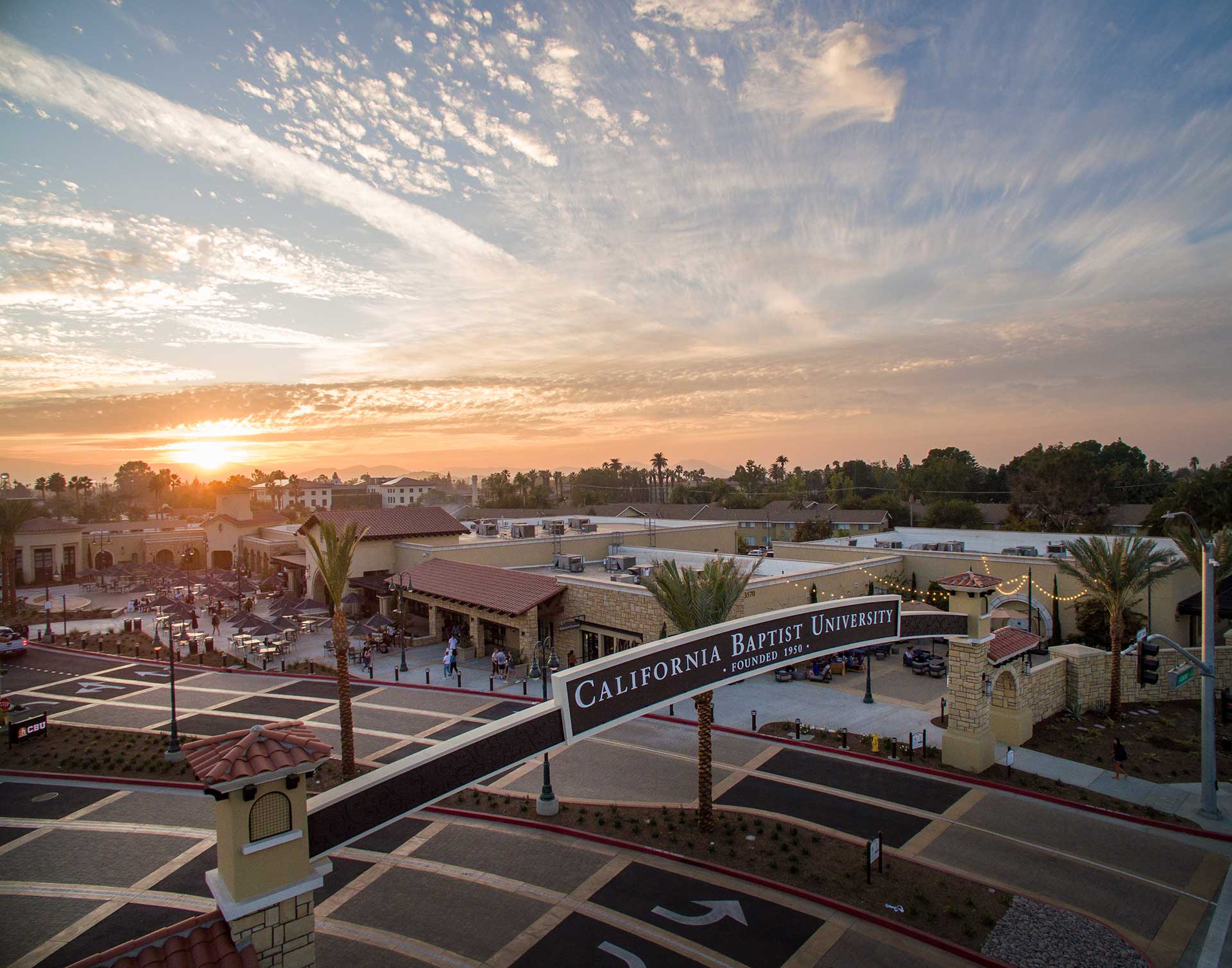 CBU Front Entrance at Sunset
