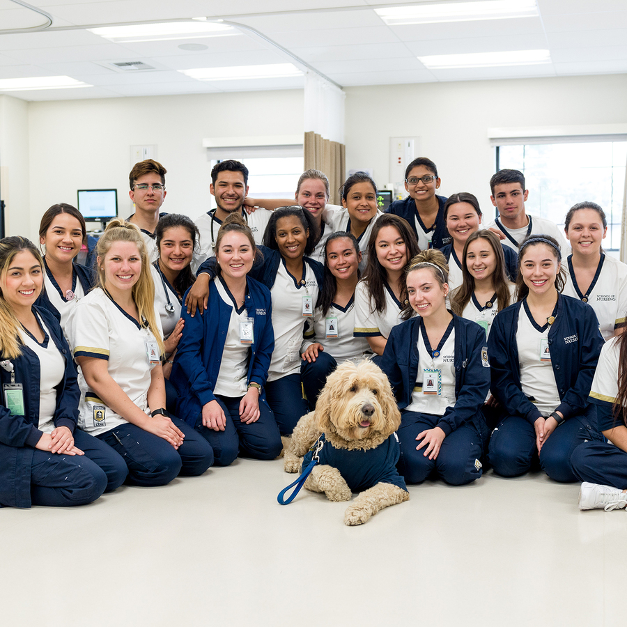 CBU Nursing Students and Dog
