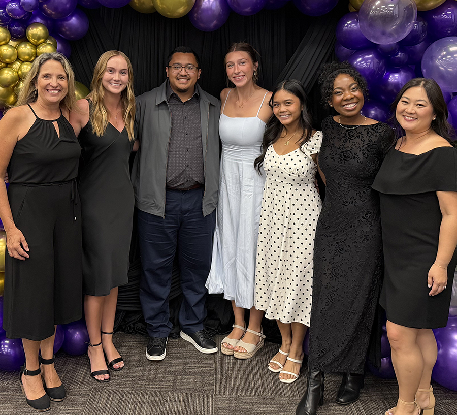 Stacy Meyer, from left, Breanna Winn, Ryan Garcia, Allison Gates, Christina Viyar, Aaliyah Miller and Dr. Julie Kim