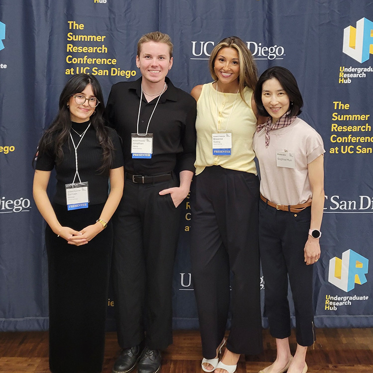 Samiah Gomez - left, Jonathan Henry, Breanna Roelling and Dr. Sophia S. Mun