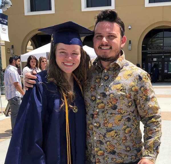 Brian and Francesca Drummond at Francesca's first graduation