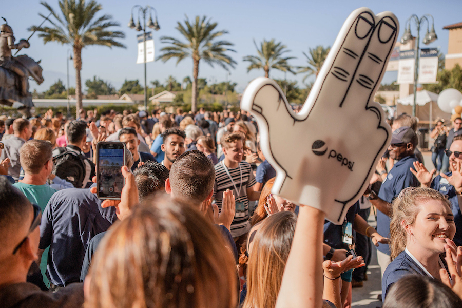 a crowd of students at cbu