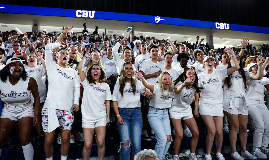 fans cheering at basketball game