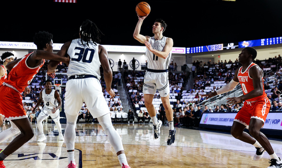 basketball players playing game