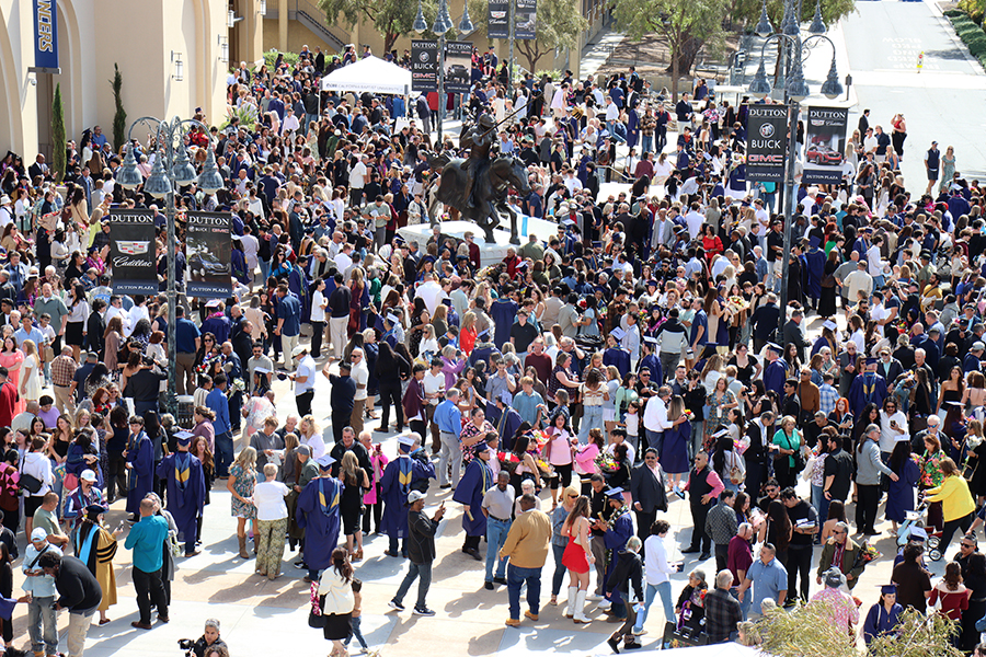 Crowd following commencement