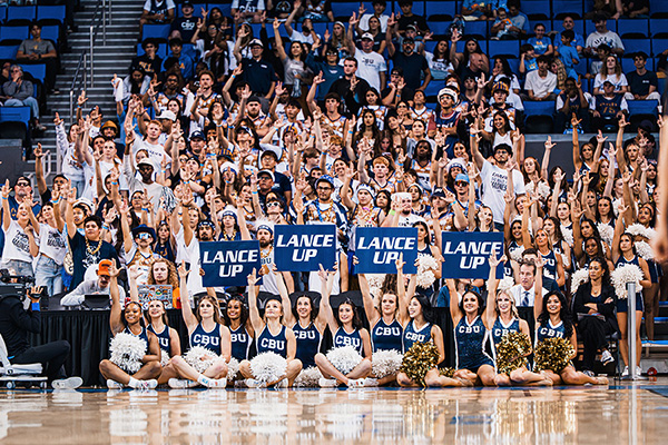 Basketball fans cheering