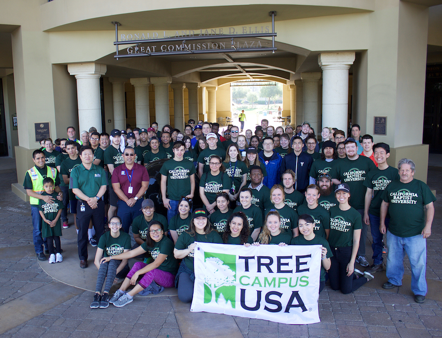 More than 80 students at California Baptist University celebrated Spring Arbor Day by planting scores of trees and plants on April 7. 