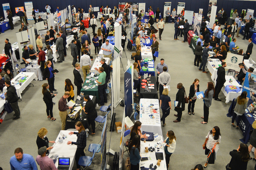 One hundred and twenty organizations were on hand at California Baptist University to offer internships, part-time jobs or full-time employment at the Spring Career Fair on Feb. 21. 