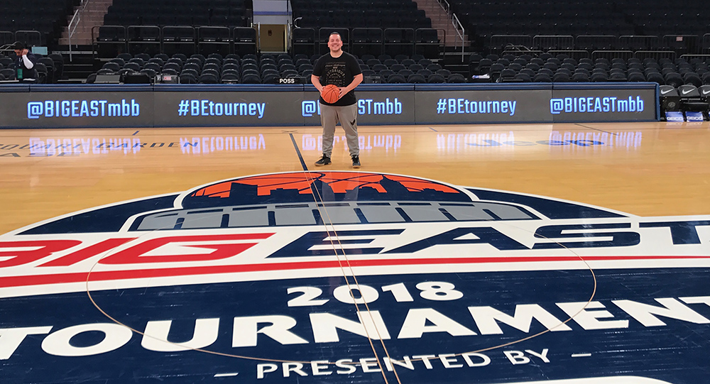 man on basketball court