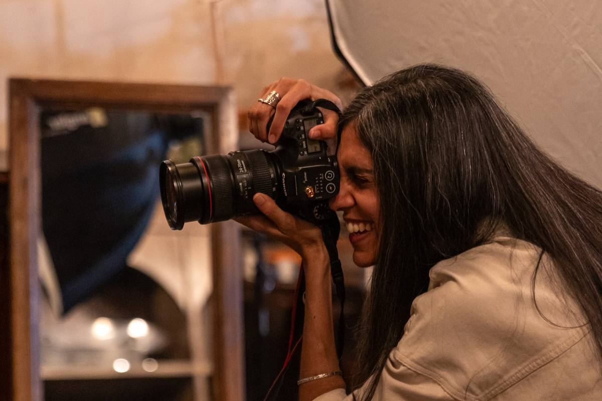 Professor Singh taking a portrait