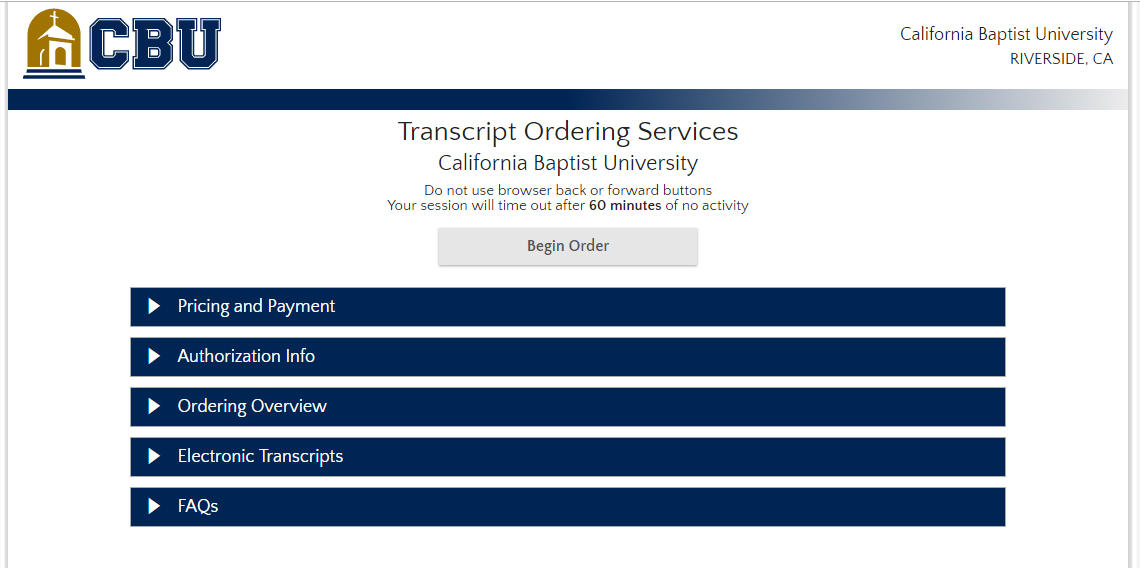 Students and alumni from California Baptist University can now                       receive an official transcript within an hour thanks to a new online service                       launched by the Office of the University Registrar on Nov. 12. 