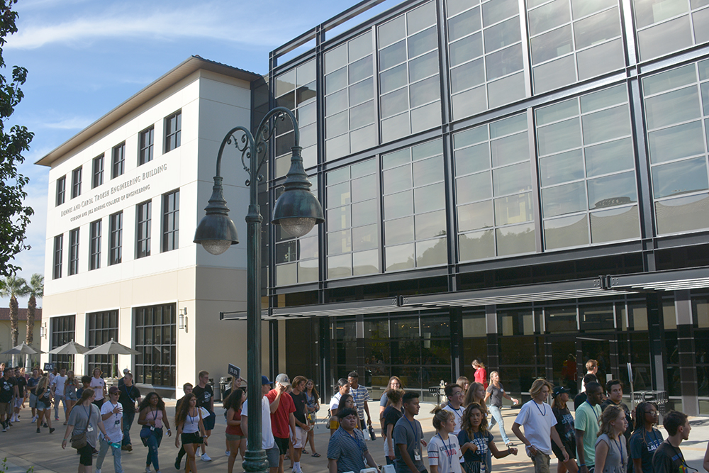CBU Engineering Building and CBU Students