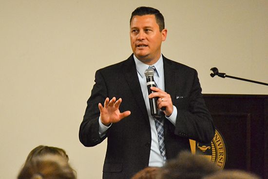 Treating addiction as a disease and working toward recovery is not only beneficial for the families but for taxpayers as well, Phi Breitenbucher (’00), told a California Baptist University audience.