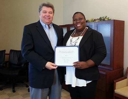 Tara Anderson, a senior English major at California Baptist University, has been selected as the winner of the 2014 President’s Award for Excellence in Writing. Dr. Ronald L. Ellis, CBU president, presented the award at a luncheon April 21.