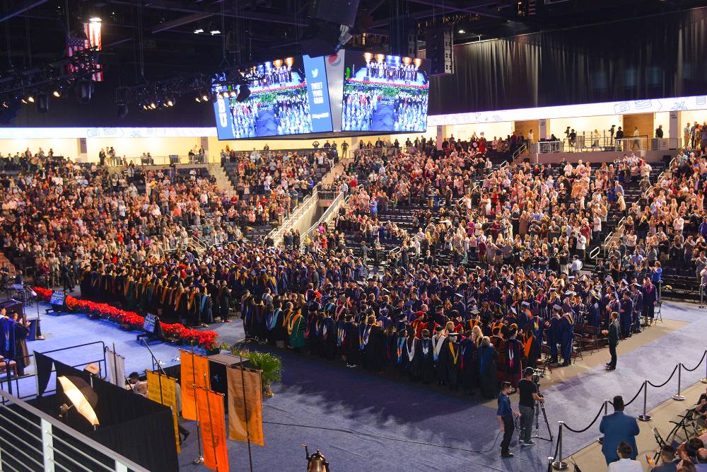 Fall commencement ceremonies at California Baptist University                       wrapped up two days of jubilant moments, as the Fall Class of 2017 celebrated                       the first commencement ceremonies at the Events Center. Students received their                       diplomas in front of cheering friends and family members on Dec. 14 and Dec. 15.