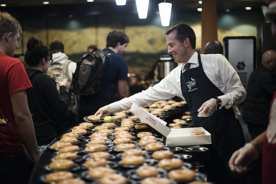 Jamie Perlee, a communication studies and business administration senior, took a break from preparing for finals to attend a late-night breakfast at California Baptist University on Dec. 6.