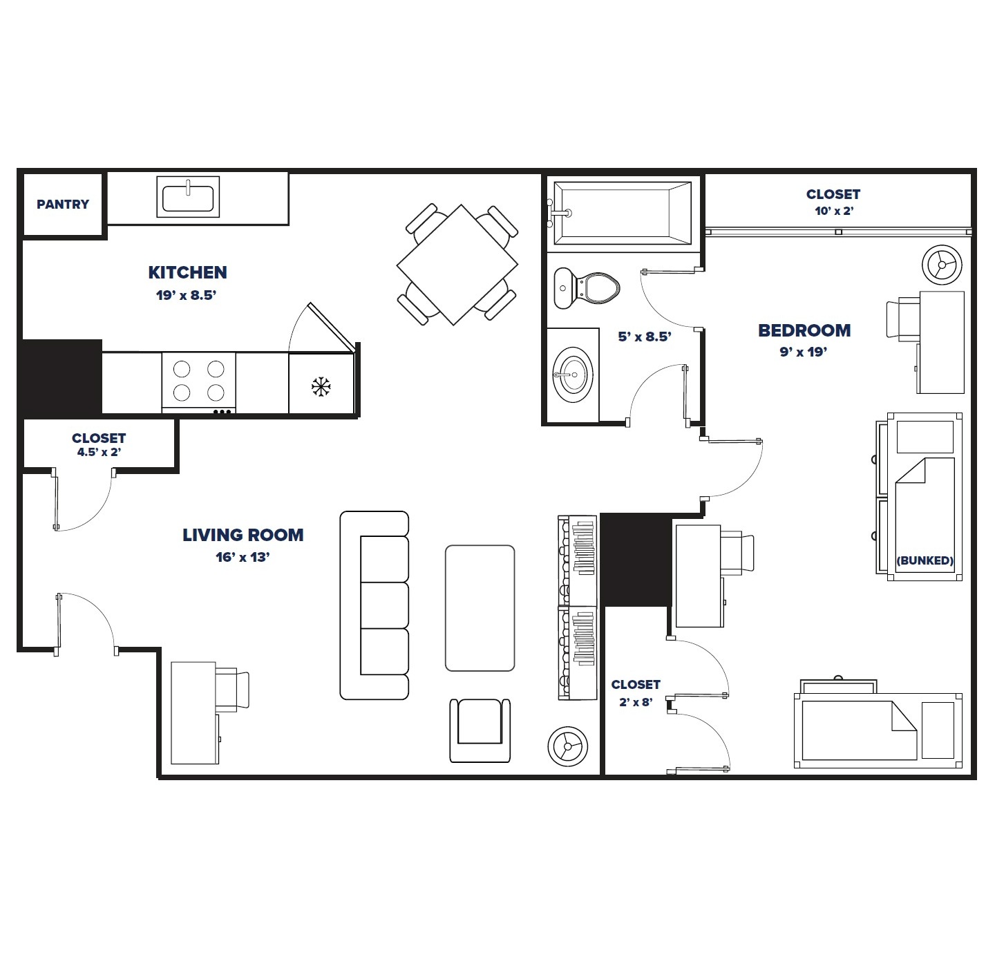 1-bed, 1-bath (New Eco) floor plan thumbnail