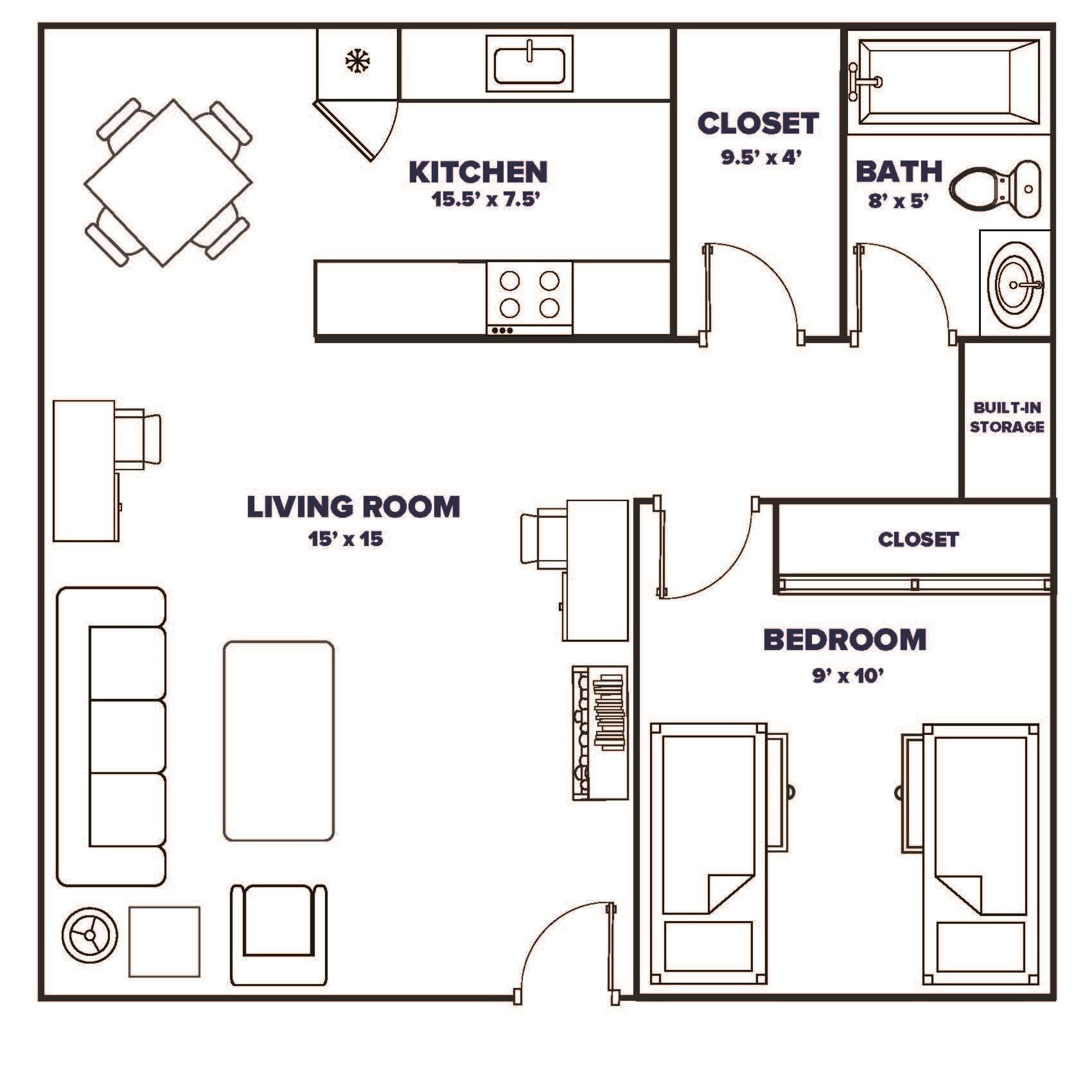 Building 22, 1Bed 1 Bath floor plan thumbnail