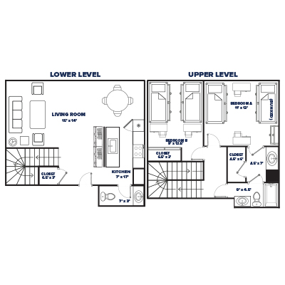 TH 2 bed, 1.5 bath floor plan thumbnail