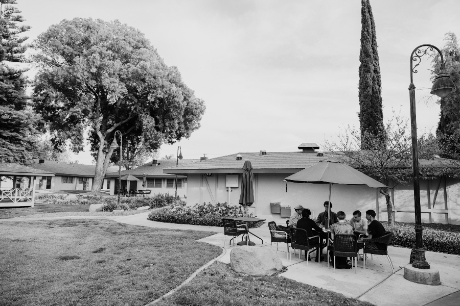 men sitting at a table