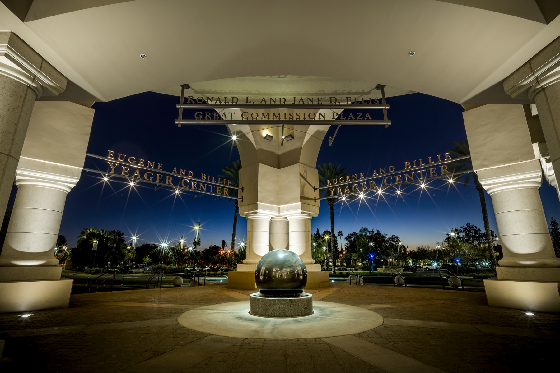 The Kugel at CBU at night