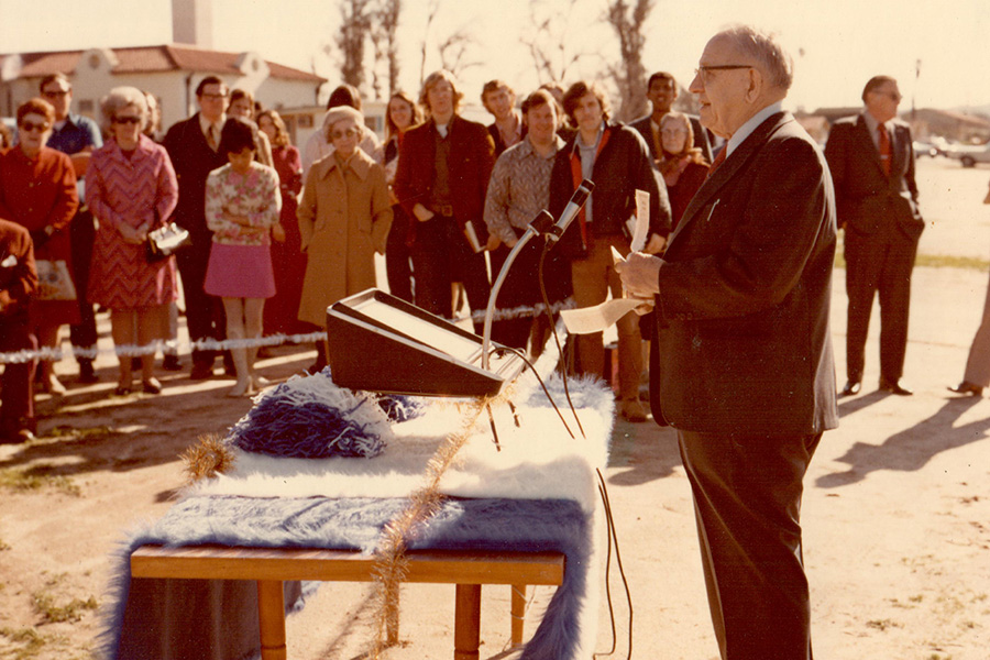 President giving speech, 1970s